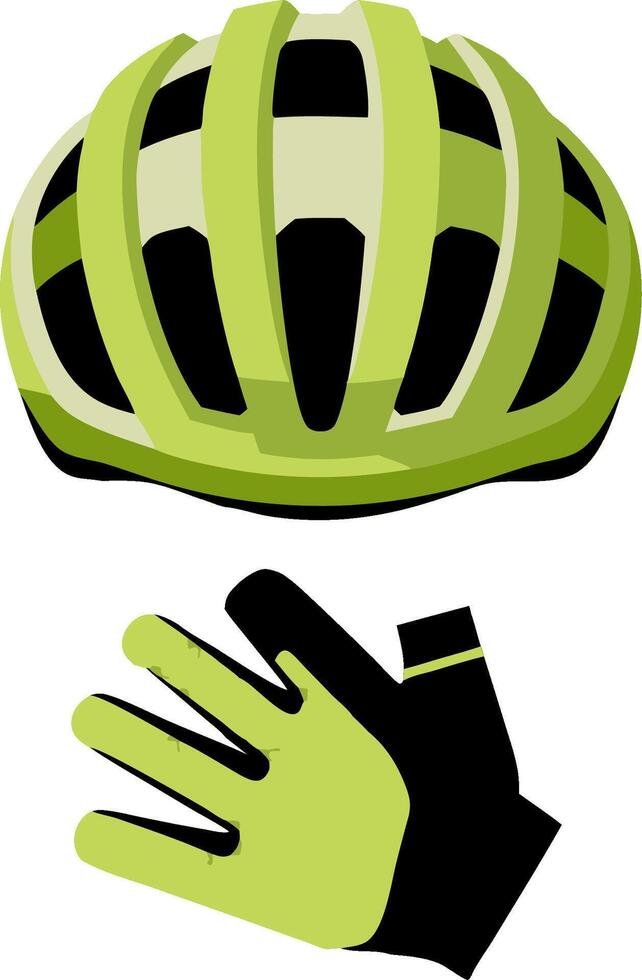 Green Bicycle Helmet and Glove Illustration for Safety and Sports vector