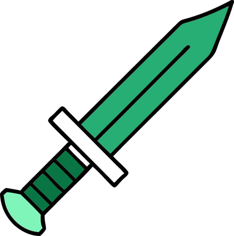 Green Cartoon Sword Illustration for Game Design and Projects vector