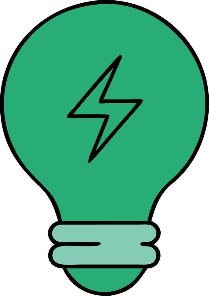 Green Lightbulb with Lightning Bolt for Renewable Energy and Innovation vector