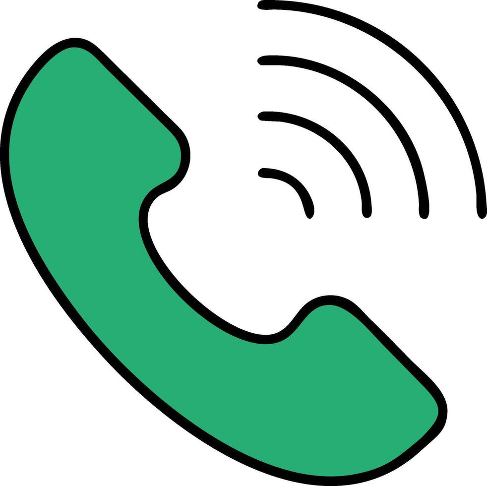 Green Phone Handset with Signal Waves for Communication Apps and Digital Design vector