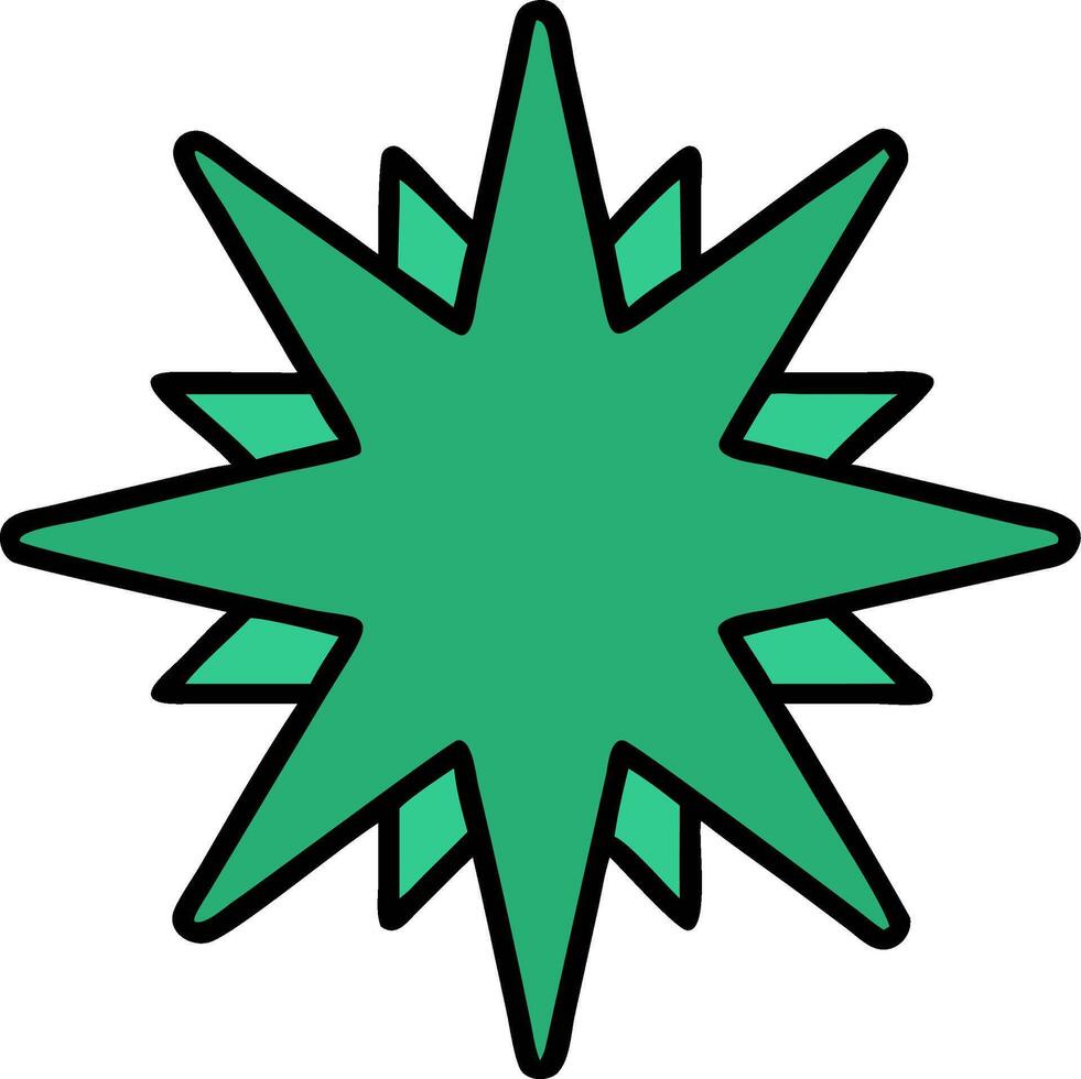 Green Starburst Shape Graphic for Design and Decoration Projects vector