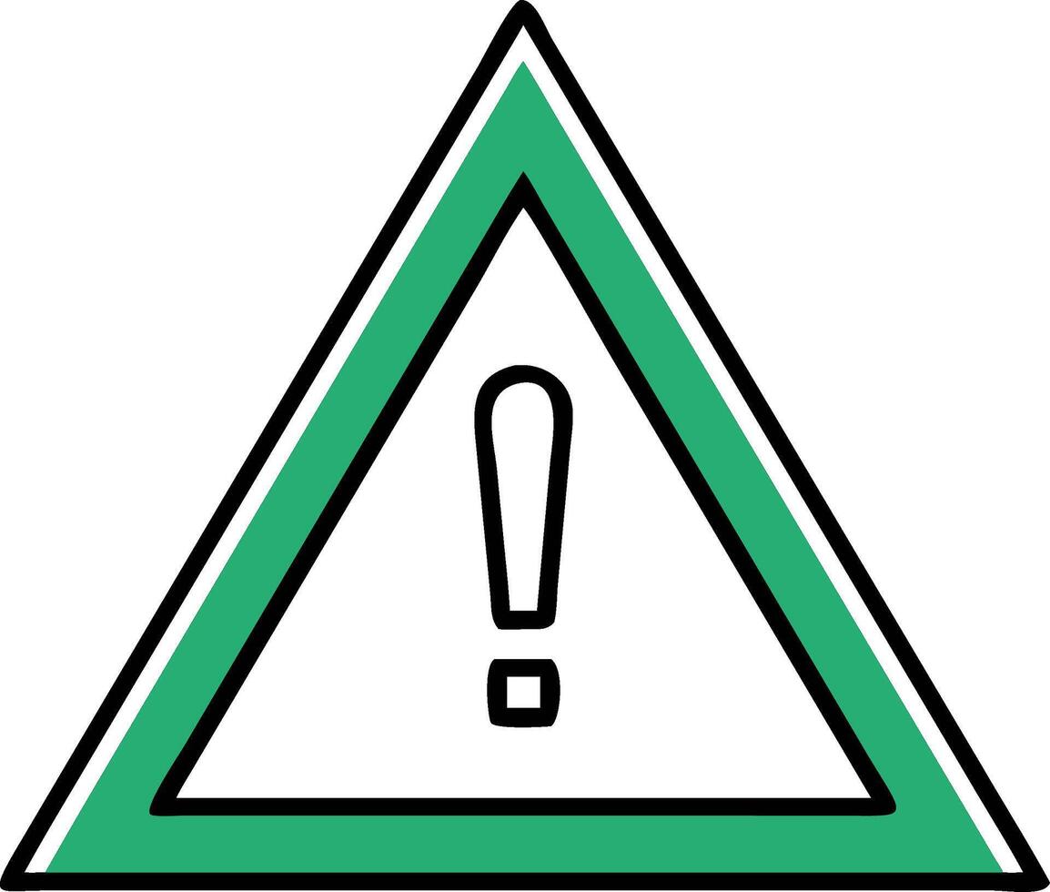 Green Triangle Warning Sign with Exclamation Mark for Safety ...