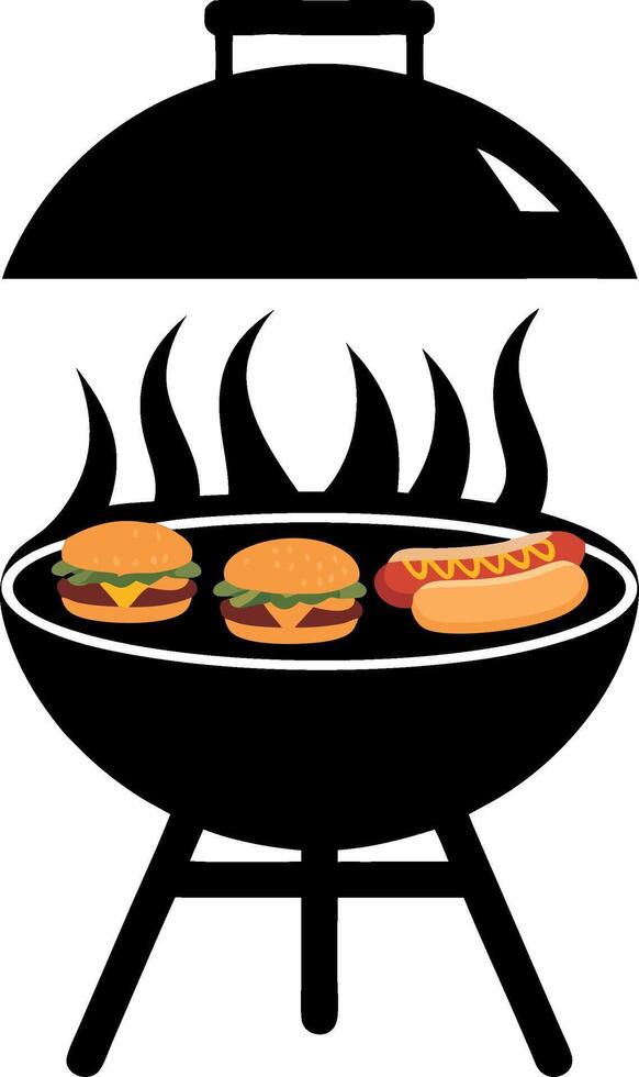 Grilled Burger and Hotdog Illustration BBQ Art for Summer Cookout vector