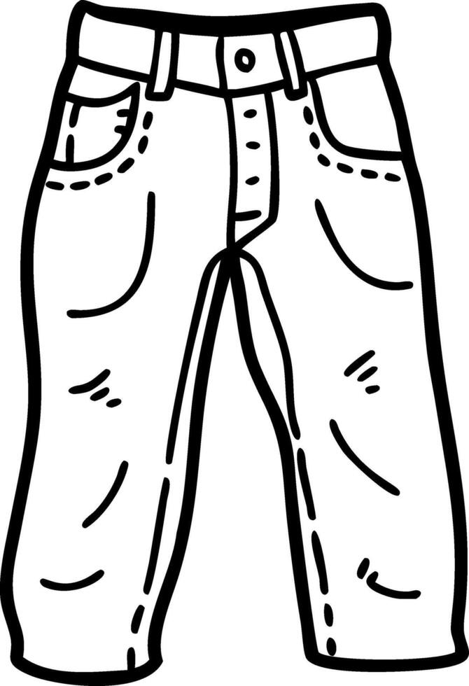 Hand Drawn Denim Jeans Illustration for Fashion Design and Coloring Books vector