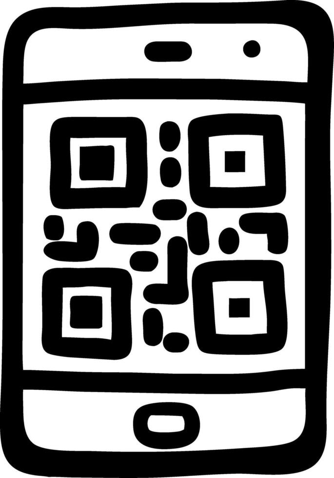 Hand Drawn Smartphone QR Code Illustration for Digital Use vector