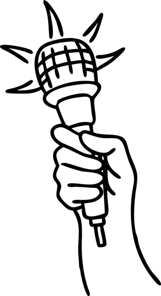 Hand Holding Microphone Illustration for Music Artists and Performers vector