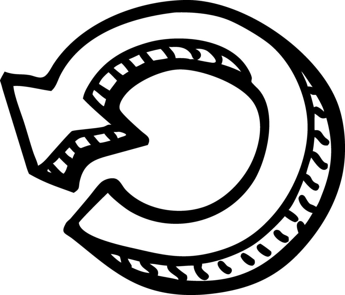 Handdrawn Curved Arrow Symbol for Recycling and Eco Graphics Projects vector