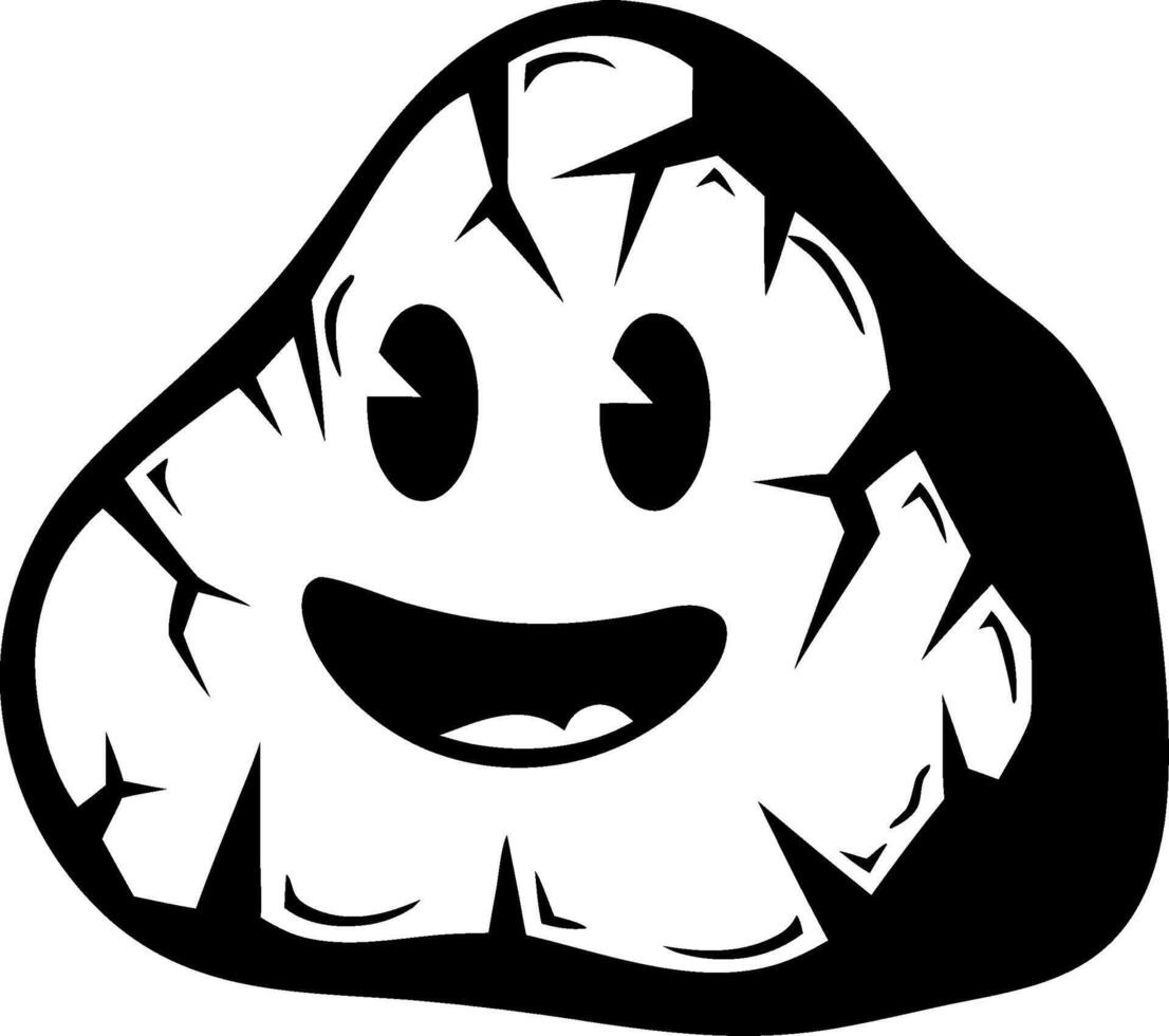 Happy Cartoon Rock Illustration Black and White for Kids Art Projects vector
