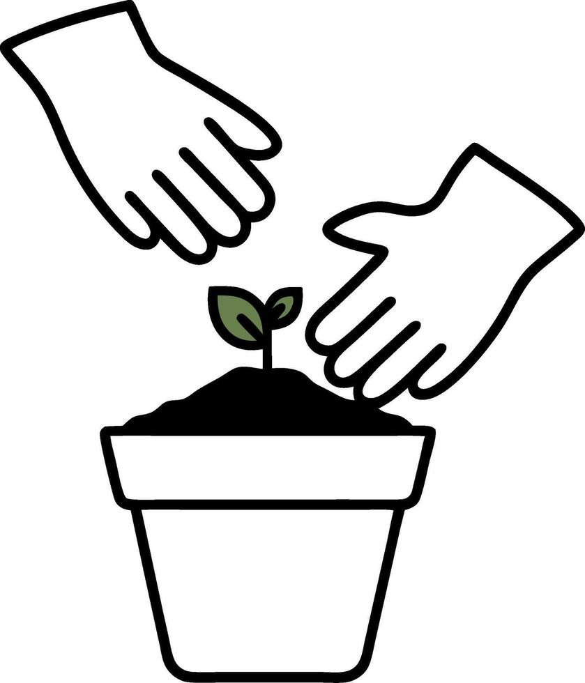 Hands Nurturing Seedling in Pot Gardening Concept vector