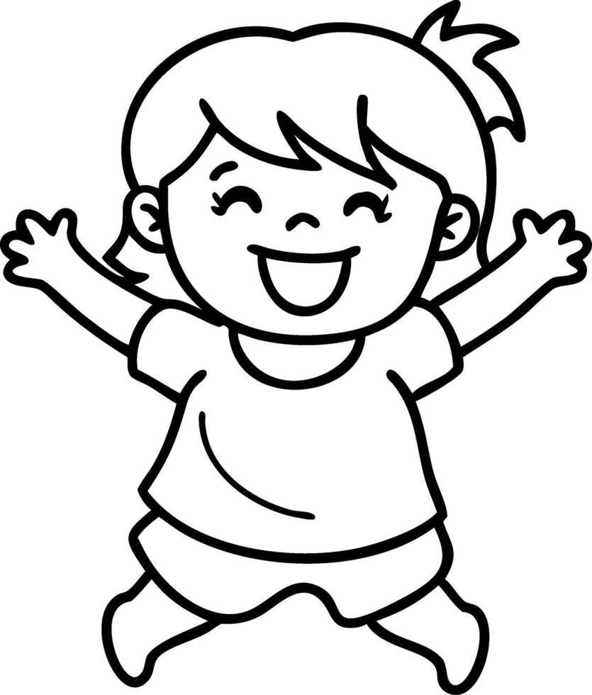 Happy Smiling Child Joyful Cartoon Illustration for Coloring Books vector