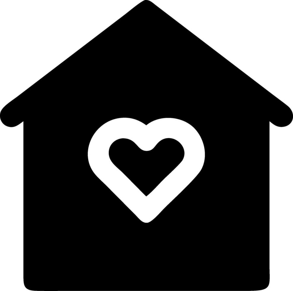 Heart in House Symbolizing Love and Home in Black Design vector