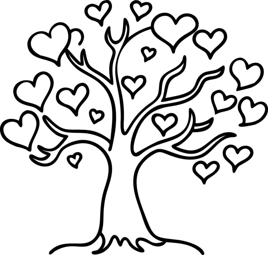 Heart Shaped Tree Illustration for Love and Nature Themes vector