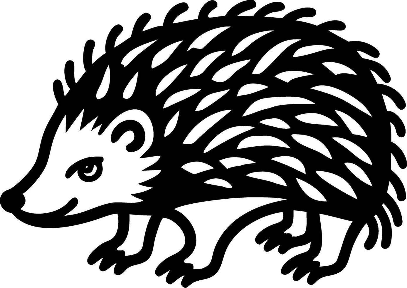 Hedgehog Silhouette Art for Tattoos and Coloring Books vector