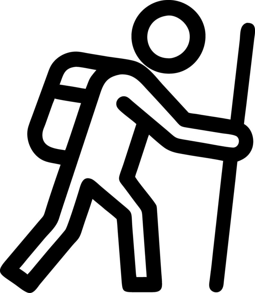 Hiking Backpacker Symbol Minimalist for Outdoors Recreation and Travel Design vector