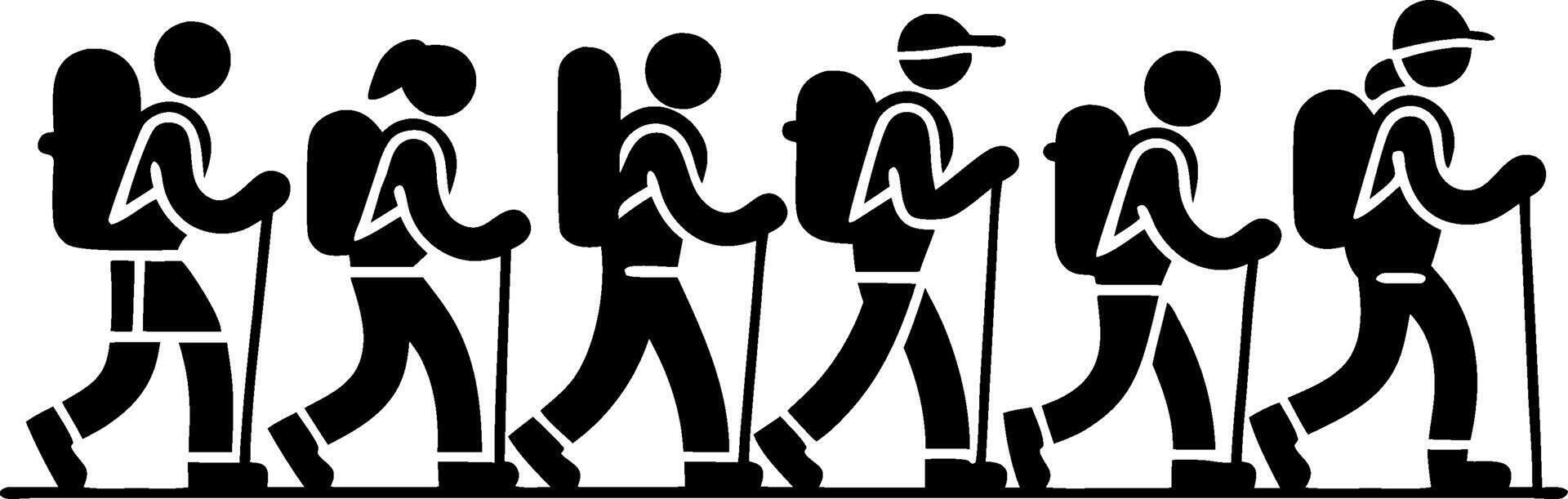 Hiking Group Silhouette Illustration for Outdoor Adventure Concepts vector