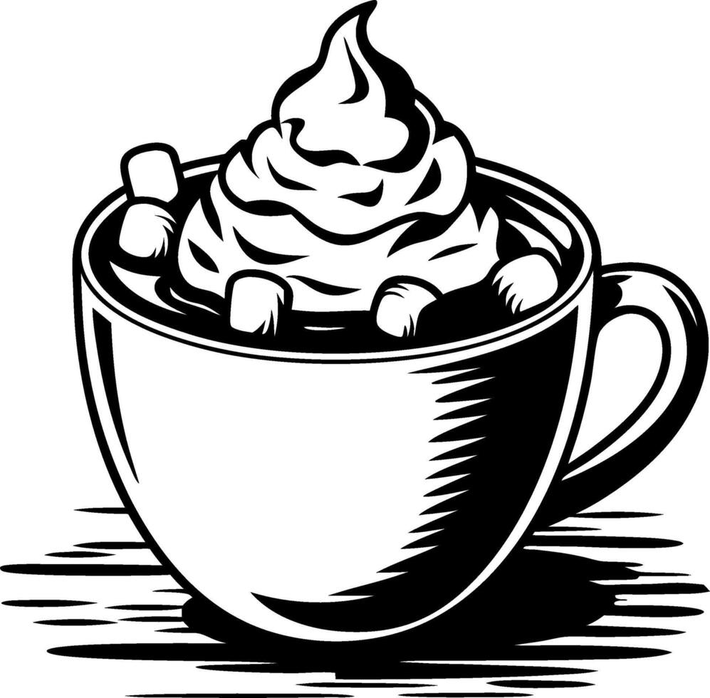 Hot Chocolate Mug with Whipped Cream and Marshmallows Illustration vector