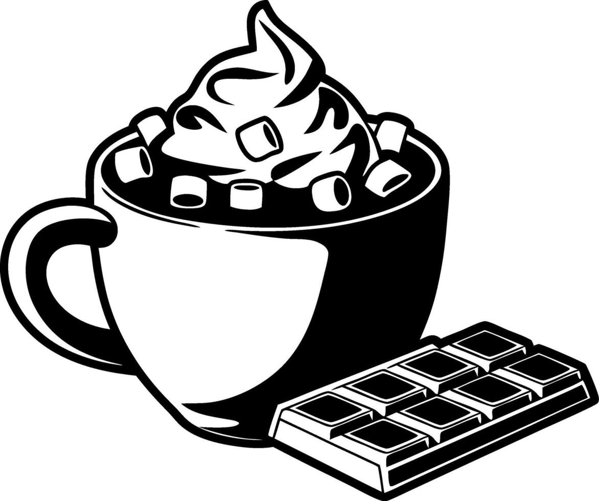 Hot Chocolate Mug with Marshmallows and Chocolate Bar Illustration vector