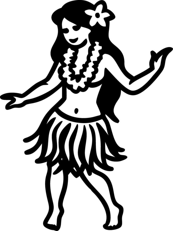 Hula Dancer Silhouette with Hawaiian Lei and Grass Skirt for Culture Design vector