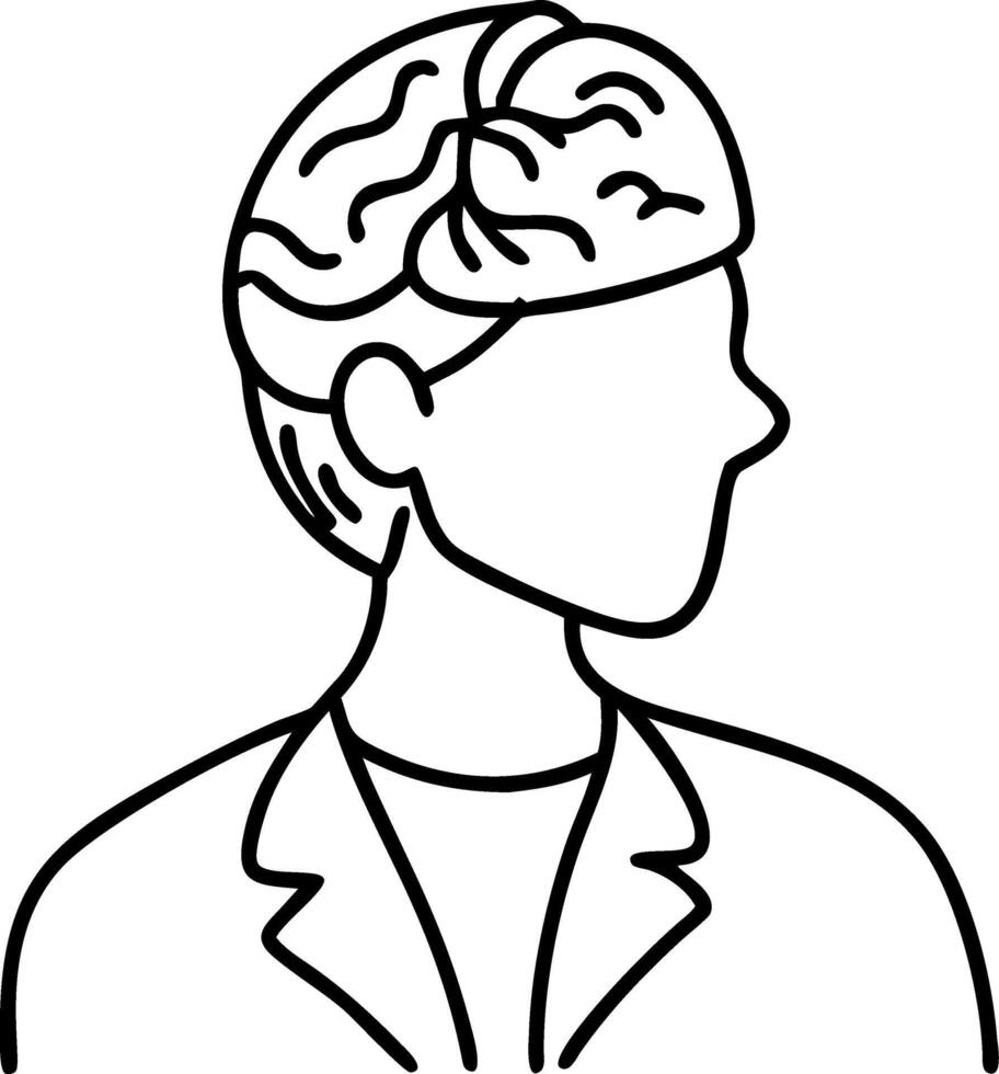 Human Brain Outline Side Profile for Educational and Medical Illustrations vector