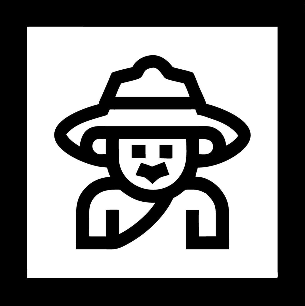 ic Cowboy Face Wearing Hat Simple Design for Logo or Sticker vector
