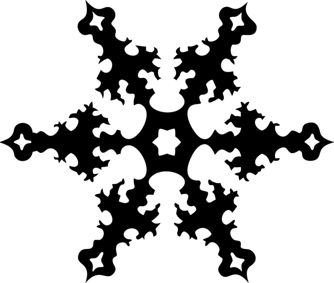 Intricate Black Star Snowflake Design for Art and Craft Projects vector