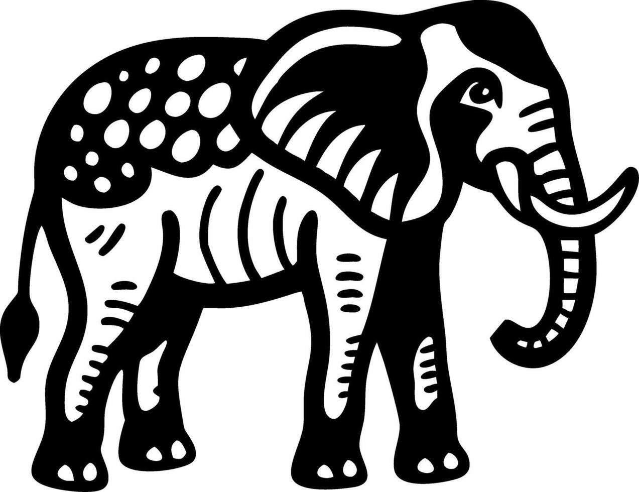 Intricate Elephant Silhouette Animal Art for Tattoos and Print Designs vector