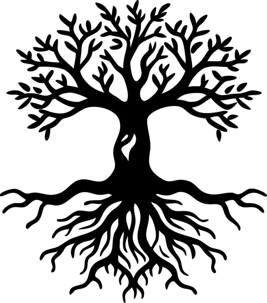 Intricate Tree of Life Design with Branches and Roots for Tattoos or Art Projects vector