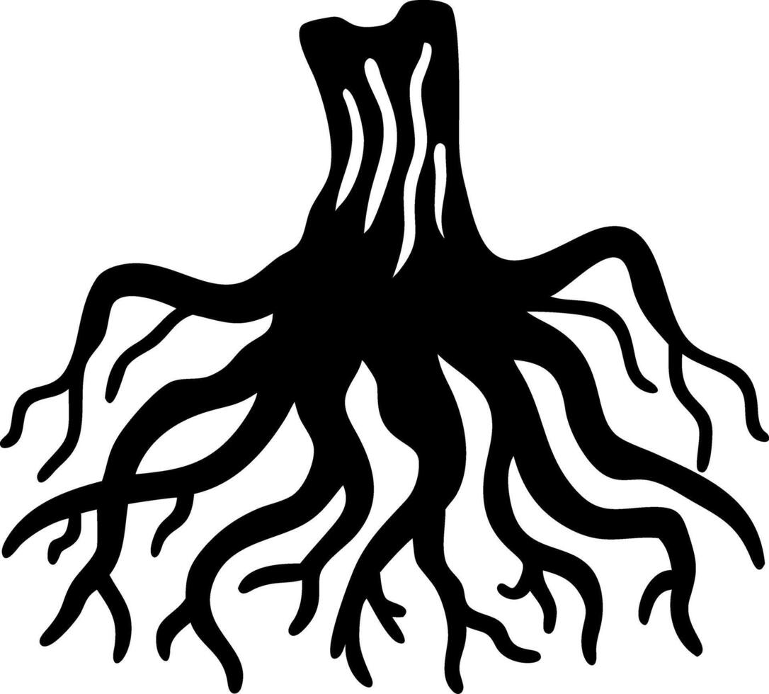 Intricate Tree Roots Silhouette for Nature Designs and Tattoos vector