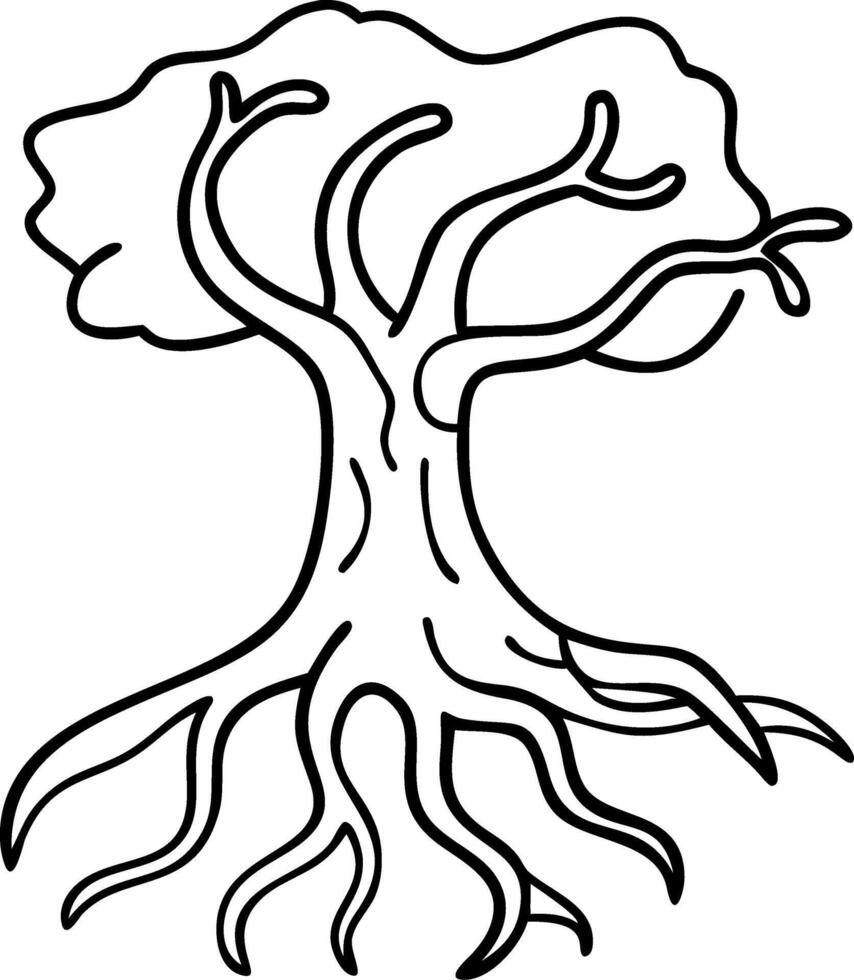 Intricate Tree Outline Art for Tattoos and Coloring Books vector