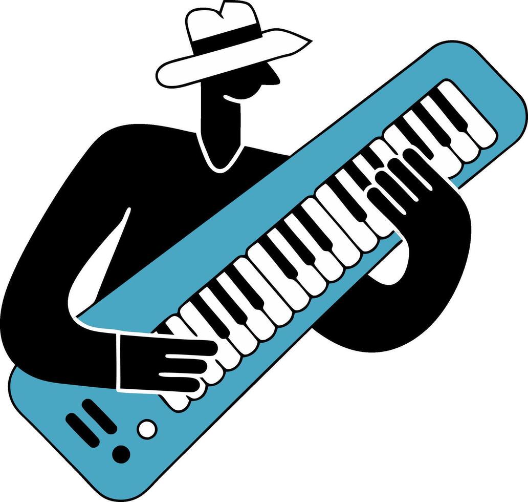 Jazz Musician Playing Keyboard Art for Music Events Decor and Posters vector