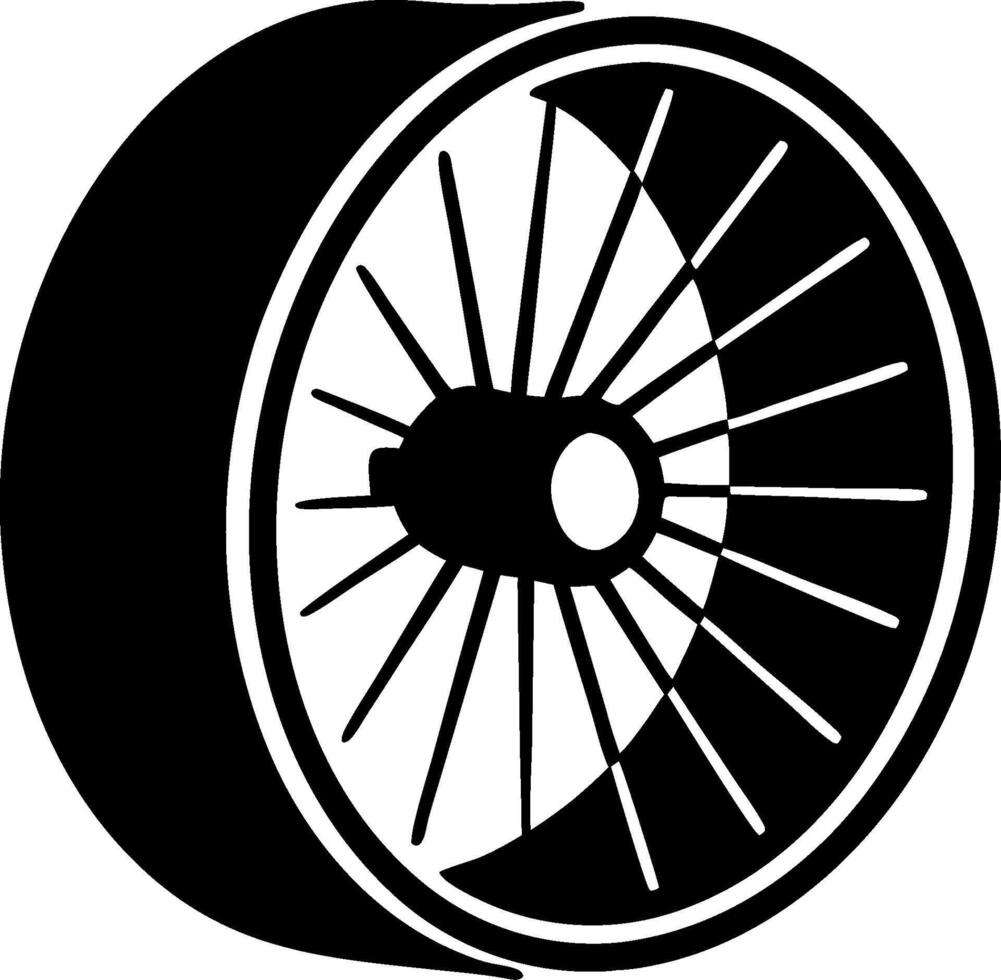 Jet Engine Simple Black and White Graphic vector