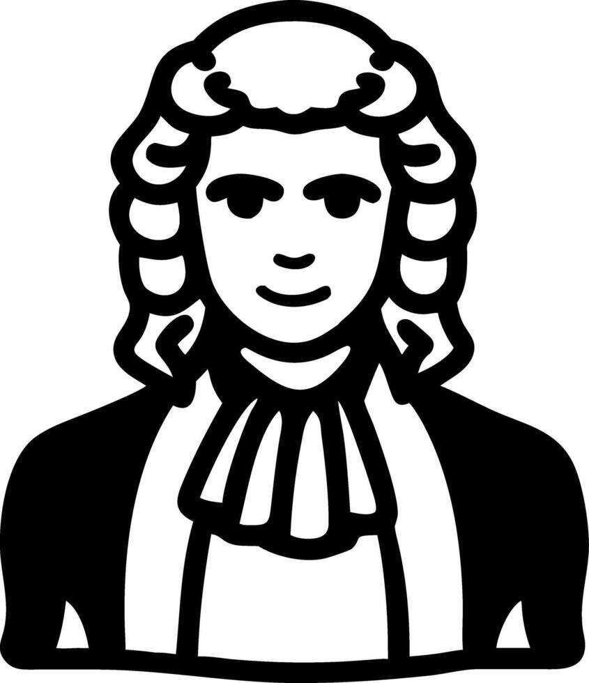 Judge Portrait Classic Wig and Robe for Legal Themes vector