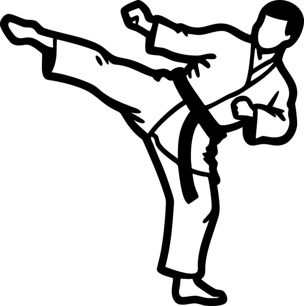 Karate Martial Arts Fighter Silhouette Kick Illustration for Training and Design vector