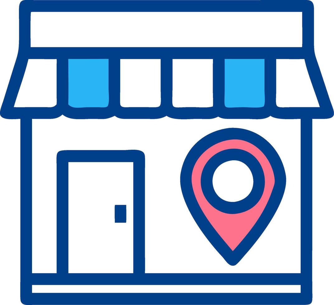 Local Business Shopfront with Location Pin for Marketing and Navigation vector