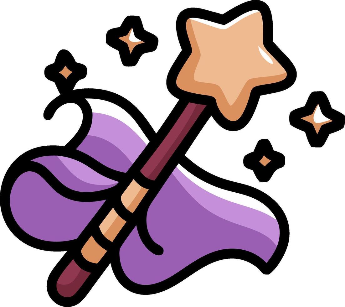 Magic Wand with Stars and Purple Ribbon for Decoration and Design vector