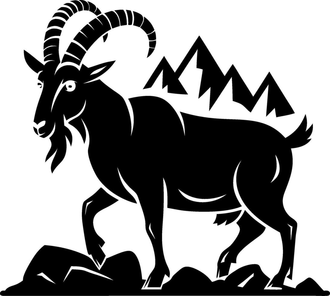 Majestic Mountain Goat Silhouette Wildlife Art for Tattoo and Graphic Design vector