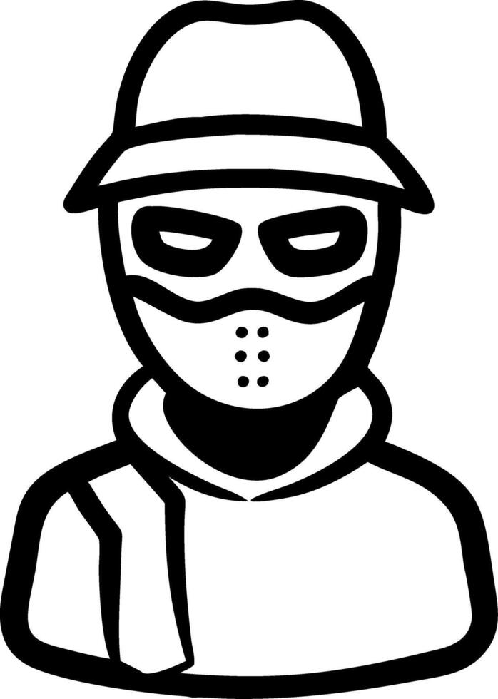 Masked Figure in Hat and Hoodie Illustration for Crime or Privacy Themes vector