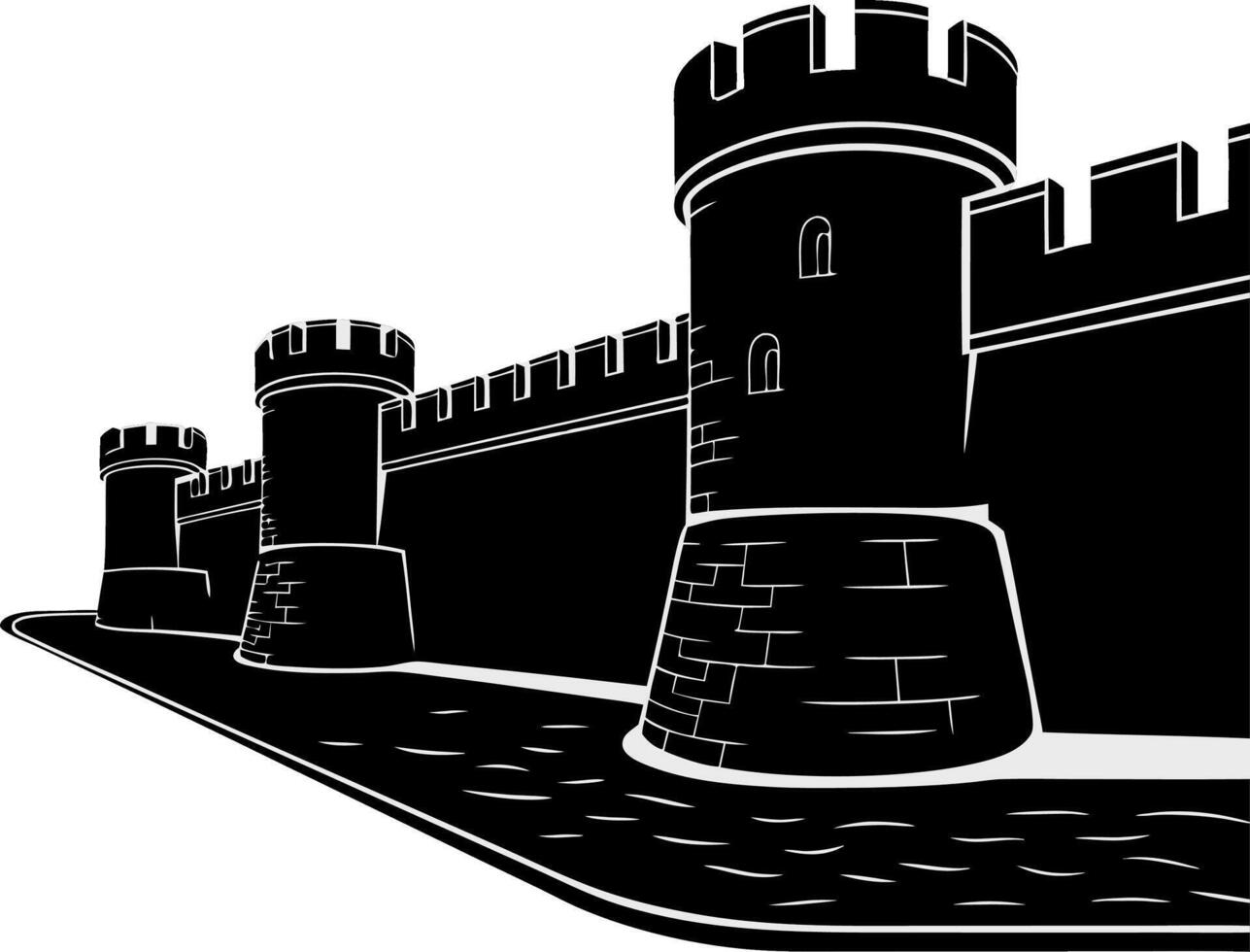 Medieval Castle Wall Illustration for Historical and Educational Design Use vector