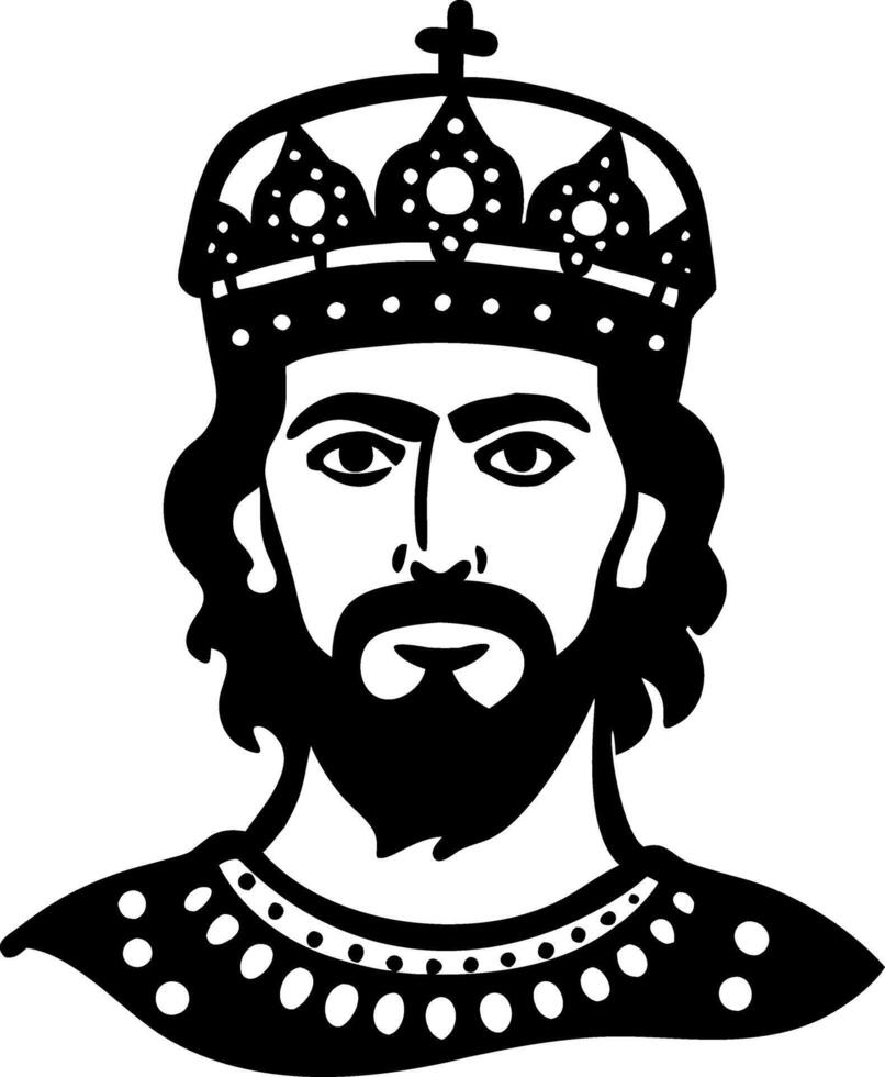Medieval King Portrait Black and White Illustration vector