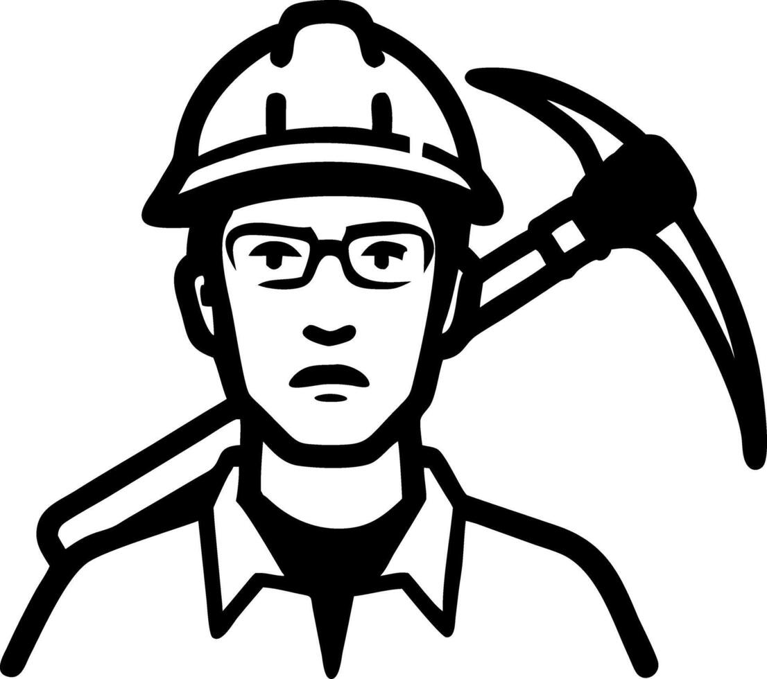 Miner with Hard Hat and Pickaxe Illustration for Industrial Design vector