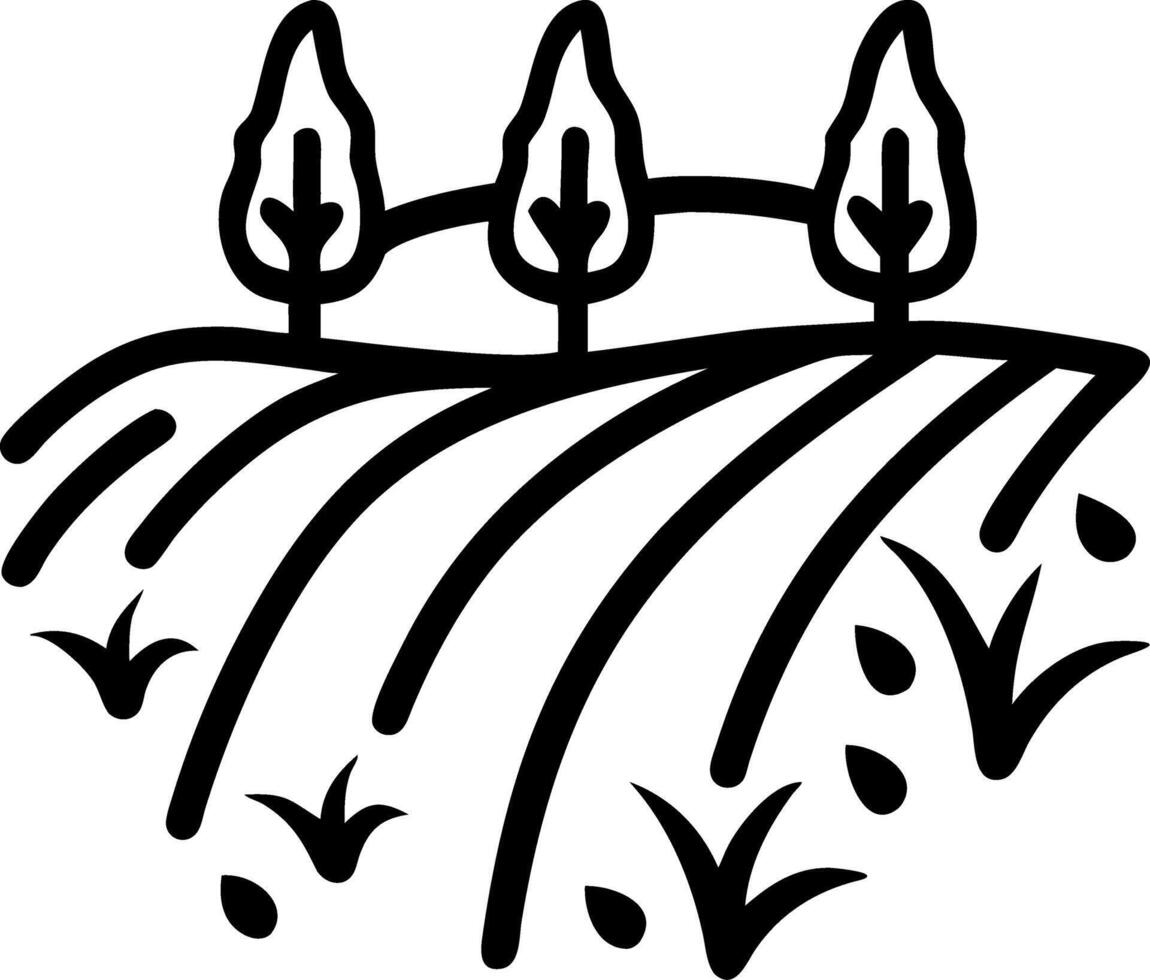 Minimalist Agricultural Landscape Illustration with Trees and Fields vector