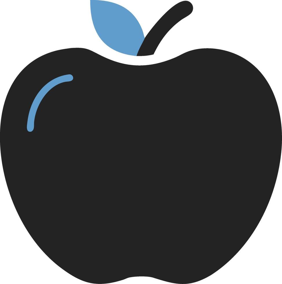 Minimalist Black Apple Illustration with Blue Leaf Accent vector