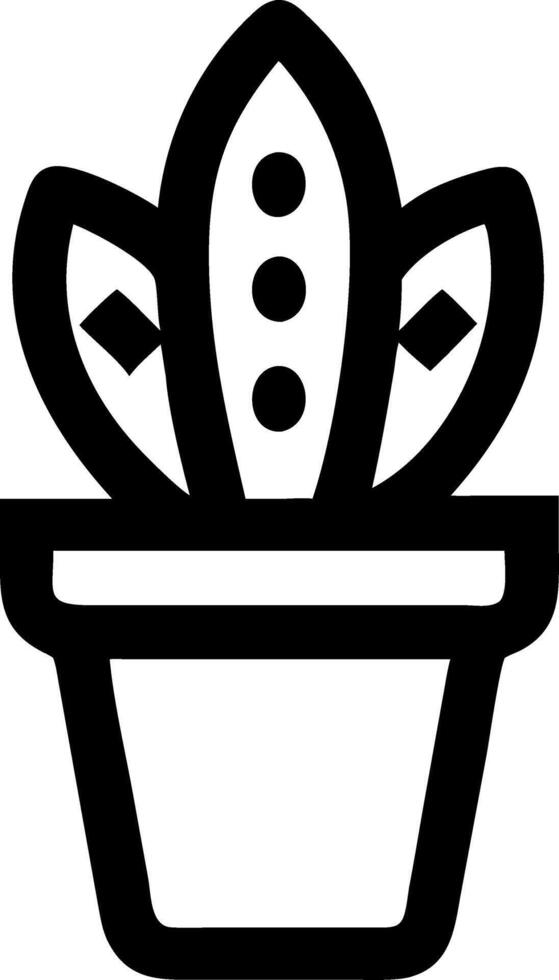 Minimalist Black Line Art Potted Cactus Plant for Home Decor Designs vector