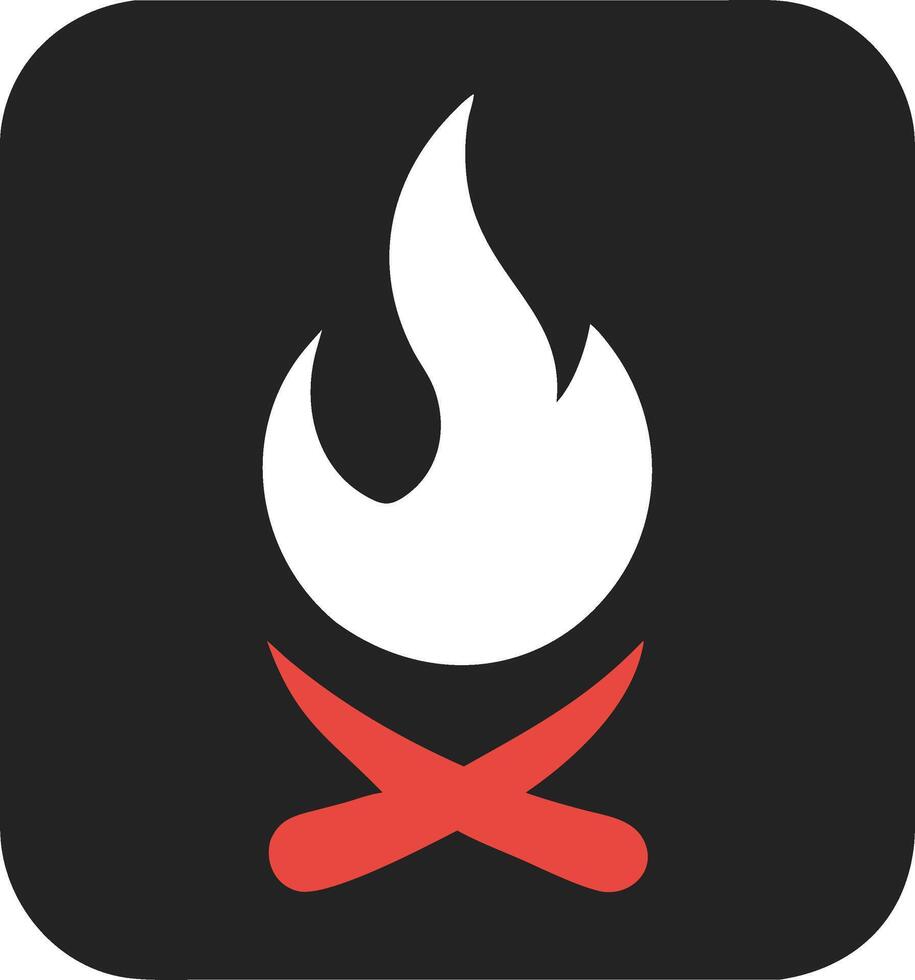 Minimalist Campfire with Flame and Crossed Logs for Outdoor and Camping Design vector