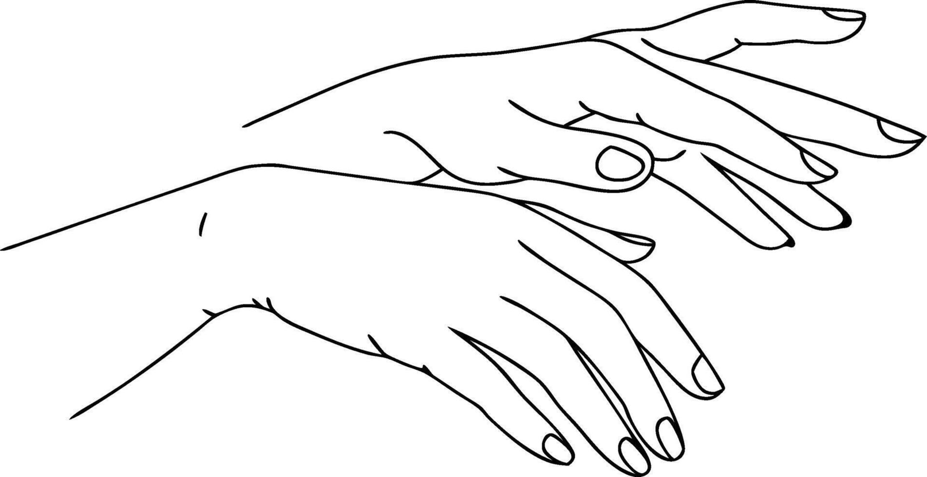 Minimalist Line Drawing Hands Elegant Art for Design Tattoo or Coloring Book Use vector