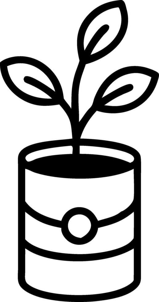 Minimalist Plant Growing from Recycled Can Art for Eco-Friendly Designs vector