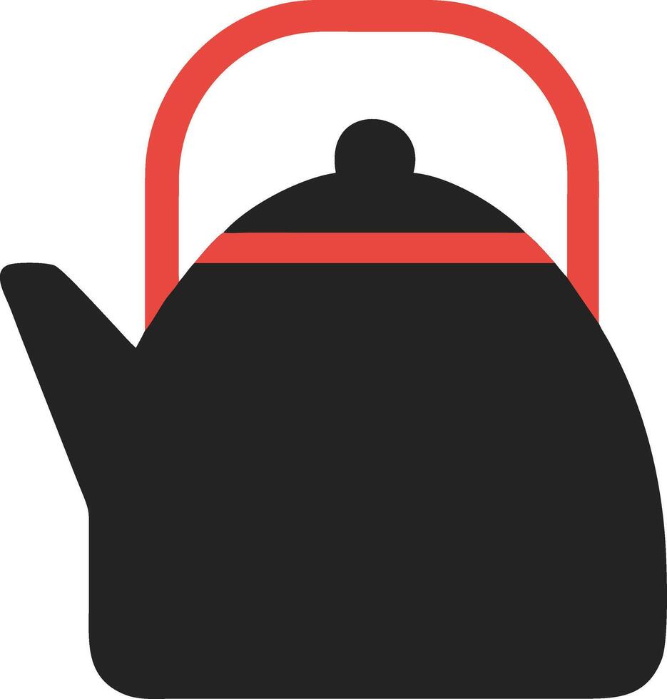 Minimalist Design of Black Teapot with Red Handle for Kitchen Decor vector