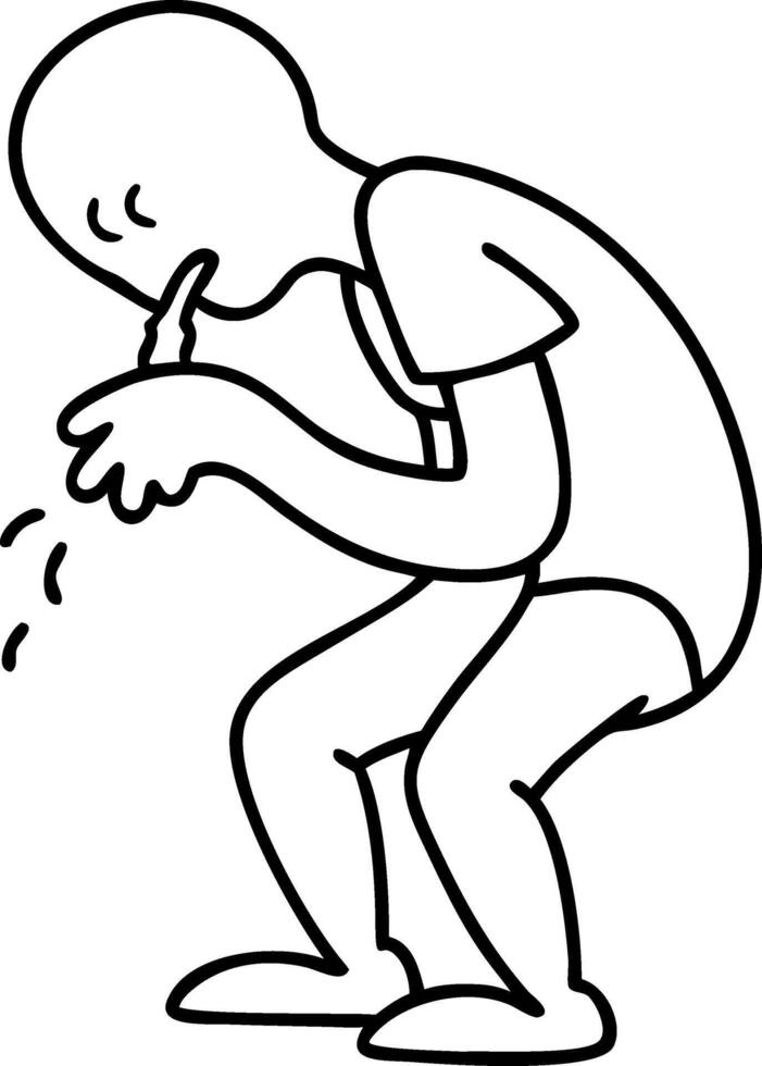 Minimalist Illustration of Sneezing Person Simple Outline Art for Health Awareness vector