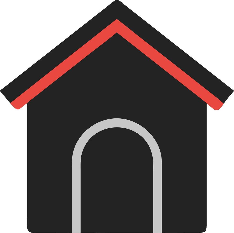 Minimalistic Black Doghouse Illustration with Red Roof Accent vector