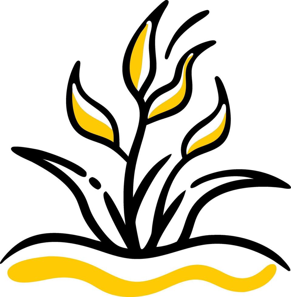 Minimalist Yellow and Black Plant Illustration for Decorative Design vector